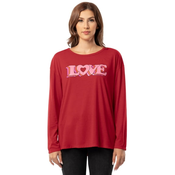 Valentine’s Women's Graphic T-Shirt with Long Sleeves, by Way to Celebrate, Sizes S-3XL