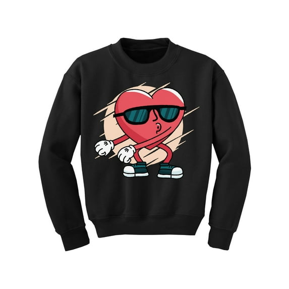 Valentine's Youth Sweatshirt Funny Heart Dance Crewneck Tops for Kids Valentine's Day Gifts
