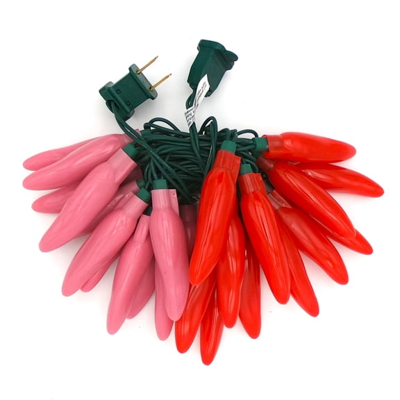 Valentine's day Chili pepper string lights - Red & Pink sweetheart LED 50 lights - - made in AMERICA - Free Ship