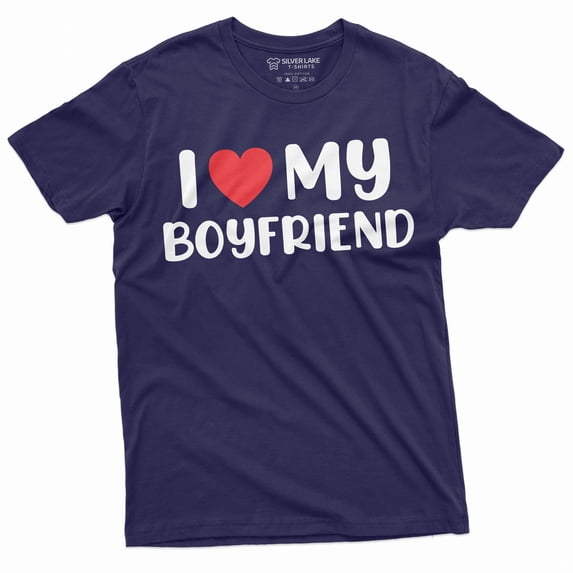 Valentine's day Funny I love my Boyfriend Tee shirt Valentine's gift Funny Shirt Love BF tee (XX-Large Navy Blue)