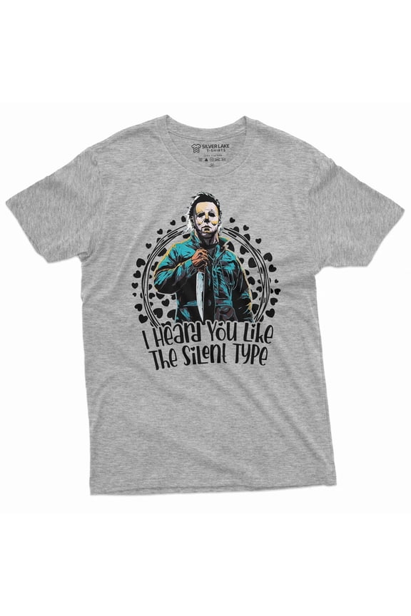 Valentine's day funny gift for girlfriend wife Tee shirt horror movie classic shirt silent type tee (Small Grey)
