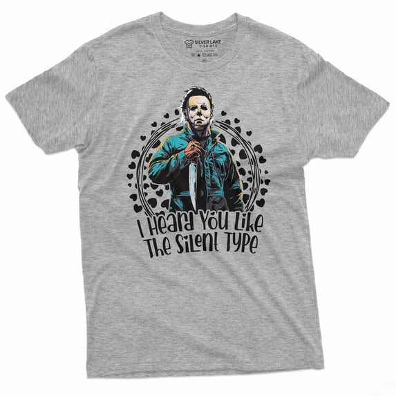 Valentine's day funny gift for girlfriend wife Tee shirt horror movie classic shirt silent type tee (Small Grey)