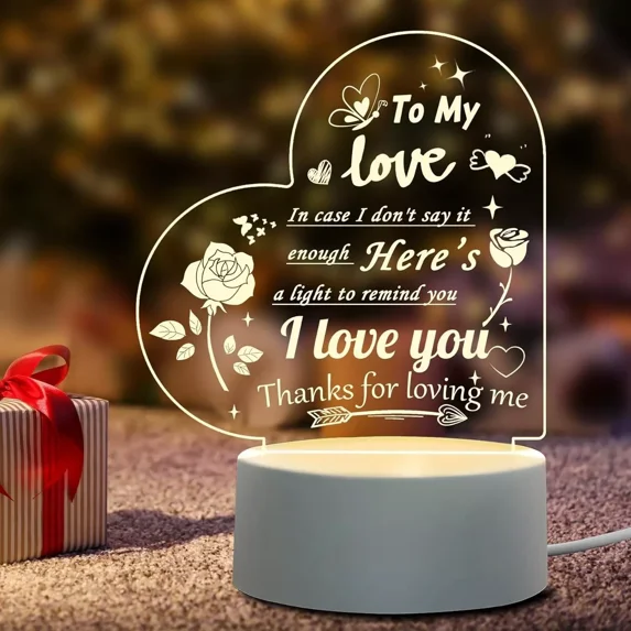Valentine's dayLove Gifts for Her Anniversary-Romantic Night Light Gifts for Wife/Girlfriend on