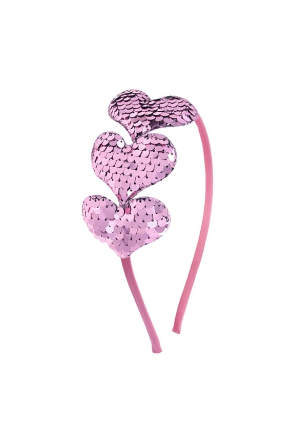 Valentine'sDay Sequin Heart Sequined Headbands Valentines Heart Embellished Sweet Kids Hair Accessories Cute Love Headband for Girls Barrettes Pink