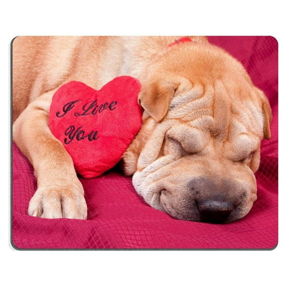 Valentine sharpei dog with heart Mouse pads Gaming Mouse Pad 9.84x7.87 inches
