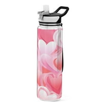 Valentine with Love Hearts 32oz Water Bottles with Straw Tritan Leakproof Sports Bottle BPA Free Clear for Fitness Gym Swimming Cycling