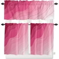 thumbnail image 1 of Valentines 3 Piece Kitchen Curtains Set Rosy Pink Ombre Geometric Window Treatment Tiers Abstract Ocean Rod Pocket Valance Sets for Small Windows Bedroom 54 in x 36, 1 of 5