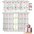 thumbnail image 1 of Valentines 3 Piece Kitchen Curtains Tiers and Valances Set Watercolor Roses Flower Window Curtains Set Floral Patern Decor Rod Pocket Valance for Kitchen Bedroom Valentines Decor 54 x 24 in, 1 of 6