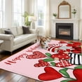 thumbnail image 1 of Valentines Area Rug 5x7 FT, Non Slip Bedroom Throw Carpet, Red Love Heart Botanical Gnomes Pink Washable Soft Floor Carpet Non-Shedding Rug for Dining Room Bedside Classroom Desk, 1 of 9