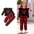 thumbnail image 1 of Valentines Baby Girl Outfit Long Sleeve Plaid Ruffle Top and Pants Set Cute Baby Girl Outfit 2-3 Years Girls Outfits, 1 of 9