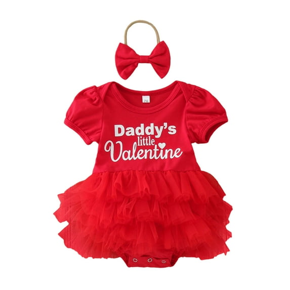 Valentines Baby Girl Outfit Love Heart Print Short Sleeve Top Skirt 2 Piece Sets Girl Baby Clothes for Girls 6-9 Months