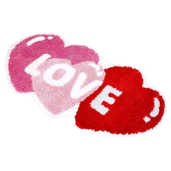 Valentines Bathroom Rug Non- Love Shaped Heart Rug Pink Red Toilet Shower Mat Cute Decor for Bedroom Porch Entryway Floor Door Kitchen Washable Carpet for Home Living Room Decorations
