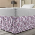 thumbnail image 1 of Valentines Bed Skirt, Heart Outlines Filled with Spring Inspired Flower Motifs, Elastic Bedskirt Dust Ruffle Wrap Around for Bedding Decor, 4 Sizes, Pale Pink Purple Yellow, by Ambesonne, 1 of 2