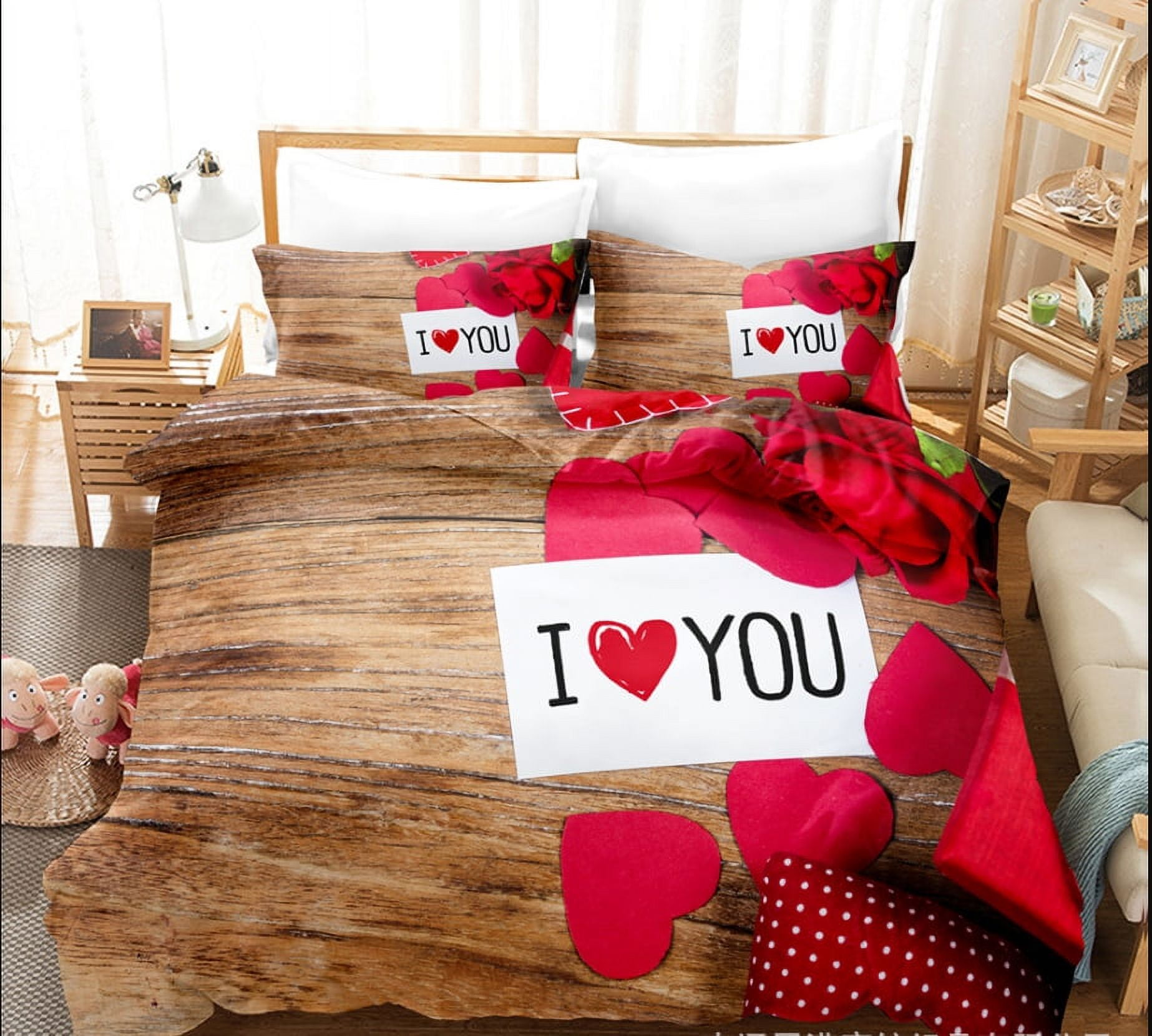 Valentines Bedding Twin Full Queen King Sizes Heart Duvet Cover Set