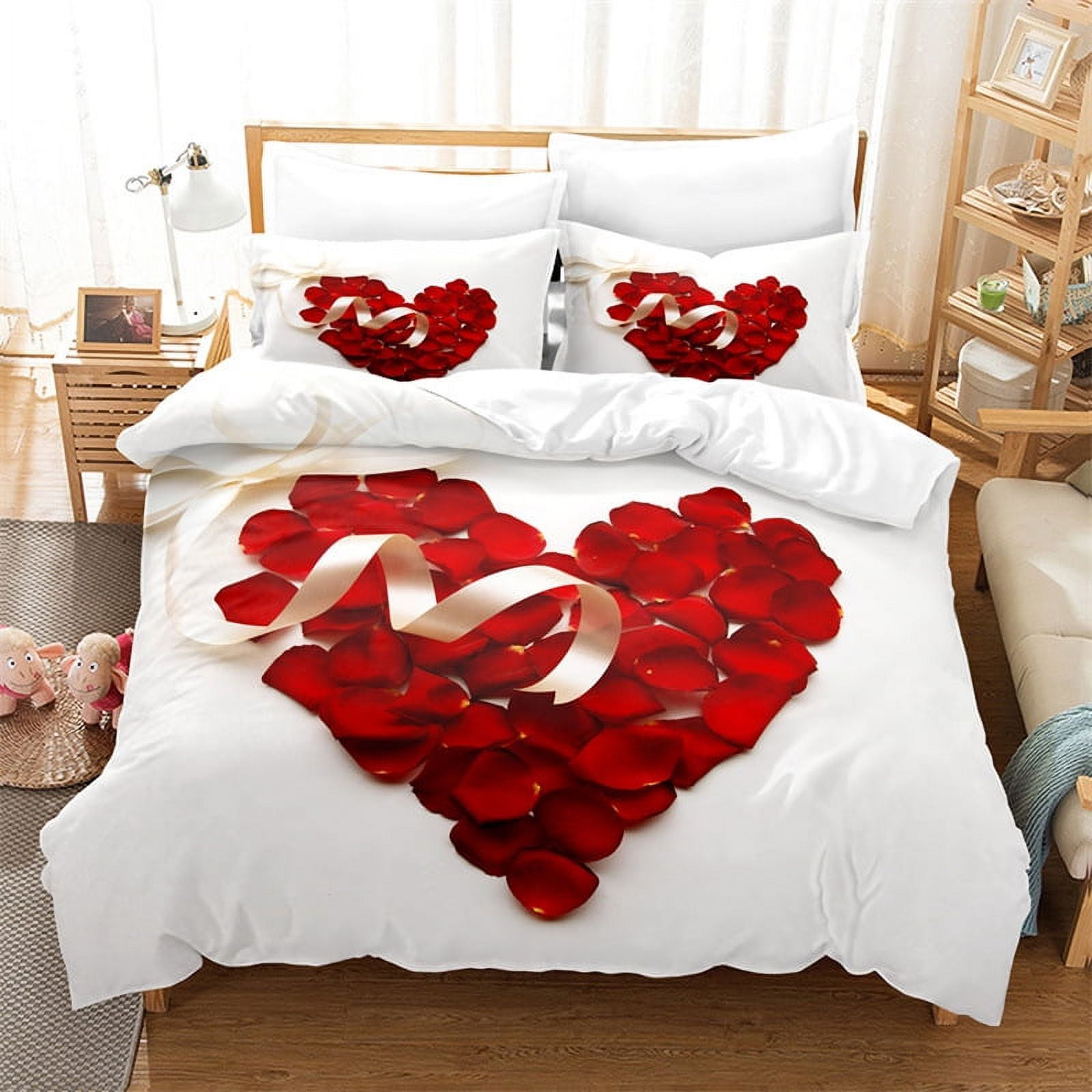 Valentines Bedding Twin Full Queen King Sizes Heart Duvet Cover Set