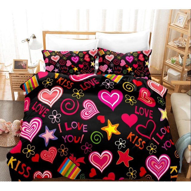 Valentines Bedding Twin Full Queen King Sizes Heart Duvet Cover Set