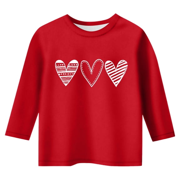 Valentines Boys Shirt Three Quarter Sleeve Graphic Tees Crew Neck Casual Pullover Girls Tops 7-8 Years