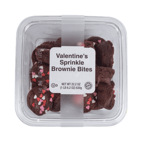 Freshness Guaranteed Valentines Sprinkle Brownie Bites, 22.2 oz, 33 Count (Fudgy Baked, Sweet Dessert)