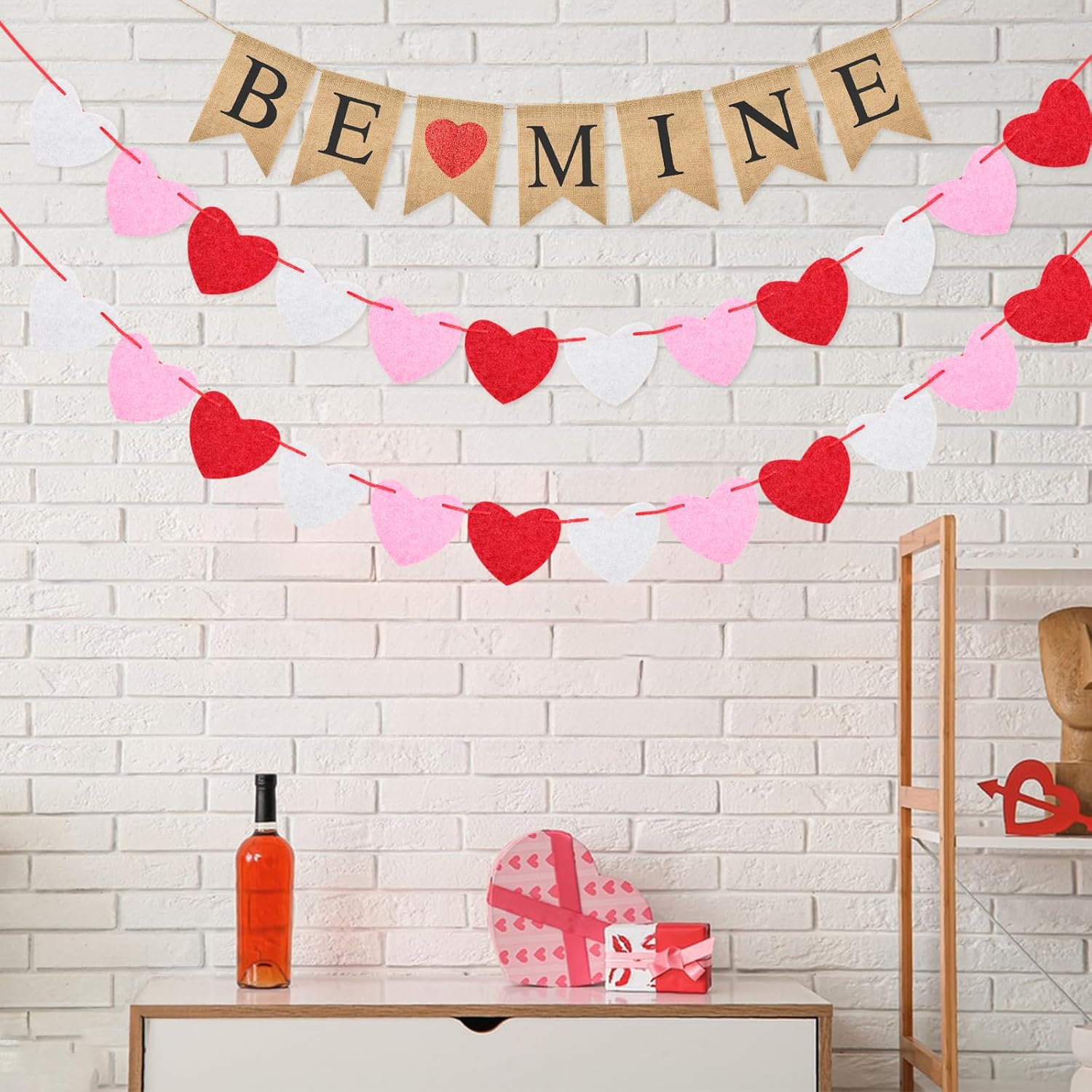 Valentines Burlap Banner with Felt Heart Banner for Valentines Day ...