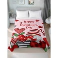 thumbnail image 1 of Valentines California King Size Flat Sheet, Wrinkleproof & Fadeproof Cooling Flat Bed Sheet Only, Red Love Heart Botanical Gnomes Pink Breathable Soft Bedding Top Sheets 108 x 98 Inches, 1 of 8