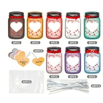 Valentines Cards for Kids-48 Pack Mason Jar Valentines Day Gift Cards with Treat Bags for Boys Girls Toddlers Friends Classroom Prizes School Exchange Gift Party Supplies(Candy Not Included)