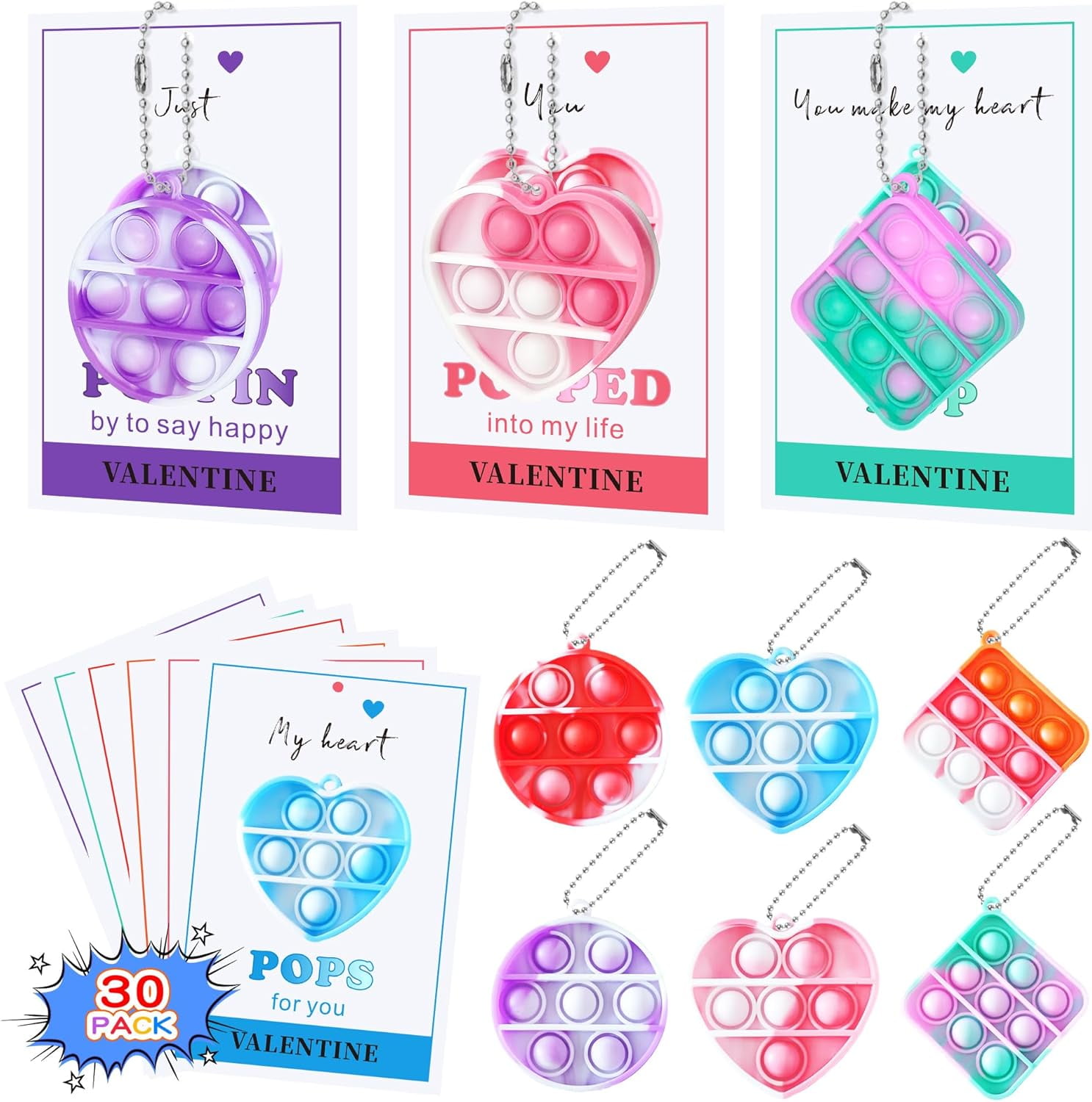 Valentines Cards for Kids Classroom - 30 Pack Valentines Day Gifts for ...