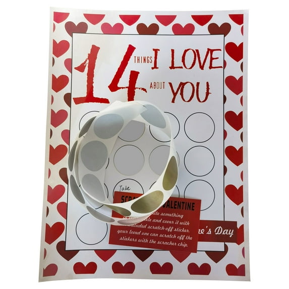Valentines Cards, Valentines Scratch off Cards - 14 Things I Love About You, 8x11inches, Make Your Own DIY Scratch off Cards with Stickers, Valentine Day Gifts for Him Her, Anniversary Card & Gifts