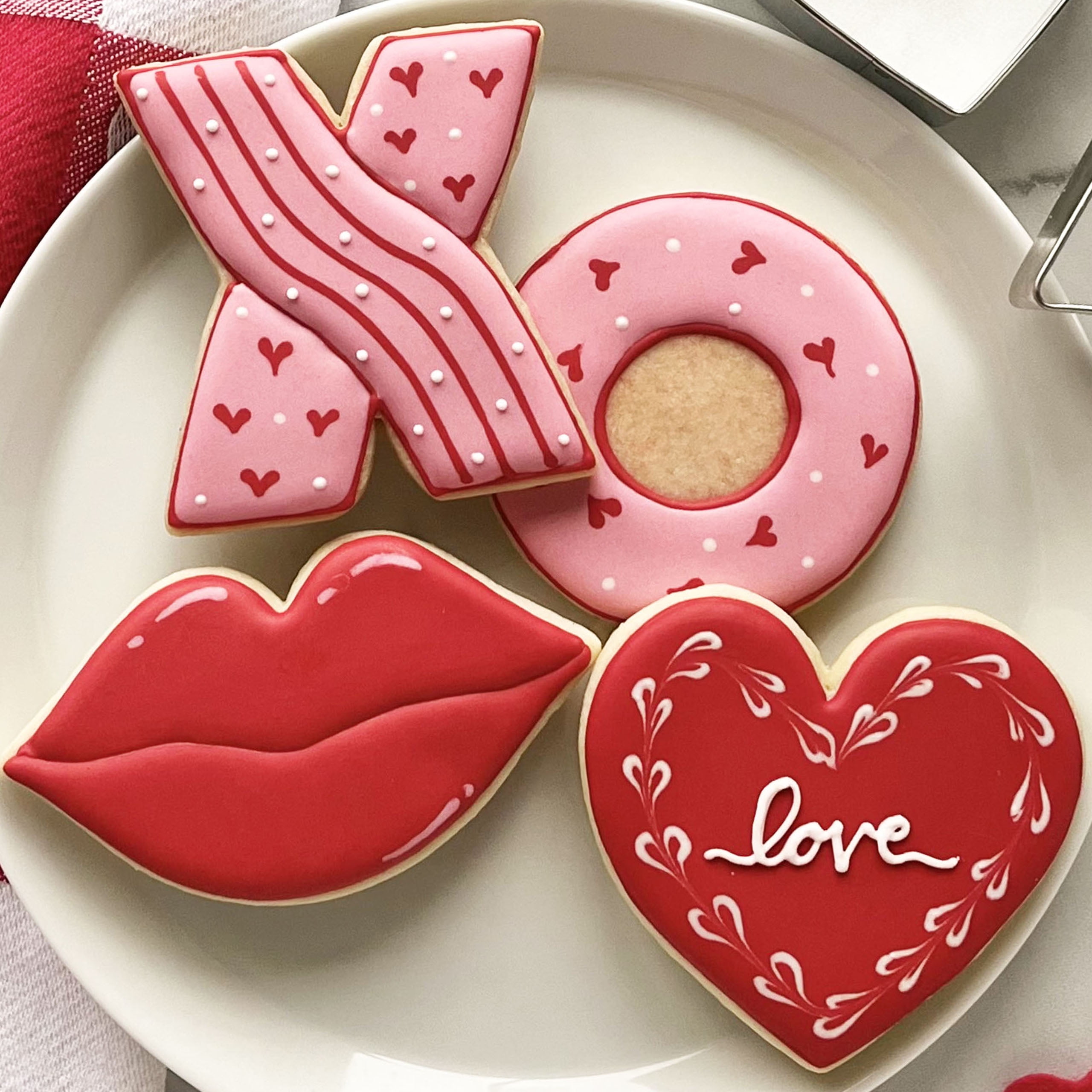 Valentine's Day Metal Cookie Cutter Set with Recipe Booklet