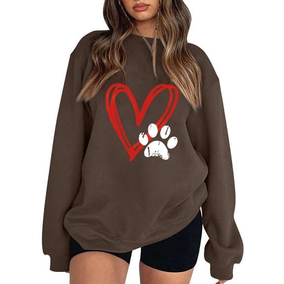 Valentines Crew Neck Sweatshirts Women Oversized Love Heart Graphic Hoodless Sweatshirt Off Shoulder Long Sleeve Pullover Tops Valentine's Day Festival Clothing Plus Size Sweatshirts for Women