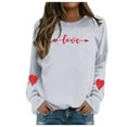 thumbnail image 1 of Valentines Crewneck Sweatshirts Women Love Heart Graphic Shirts Casual Long Sleeve Valentines Day T Shirt Classic Fit Pullover Tops Womens Sweatshirts, 1 of 4