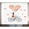 thumbnail image 1 of Ambesonne Valentine Curtains 2 Panel Set, Romantic Cyclist Girl, 108" x 96", Red Black White, 1 of 3