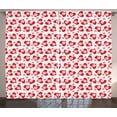 thumbnail image 1 of Ambesonne Valentines Curtains 2 Panel Set, Flowers Valentines Day, 108" x 84", Dark Coral White, 1 of 3
