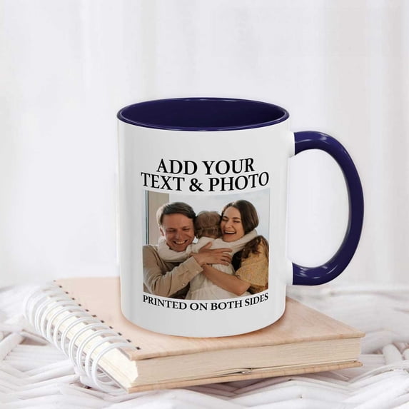 Valentines Custom Mug with Pictures 11oz Personalized Coffee Mug Gifts for Birthday Valentine's Day Multiple Colors Photo Mugs Personalized Text and Logo tazas personalizadas for Man Woman(Dark Blue)