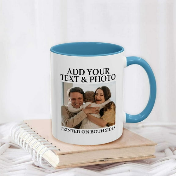 Valentines Custom Mug with Pictures 11oz Personalized Coffee Mug Gifts for Birthday Valentine's Day Multiple Colors Photo Mugs Personalized Text and Logo tazas personalizadas for Man Woman(Blue)