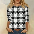 Valentines Day 3/4 Sleeve T Shirts for Women 2025, Women's Love Printed