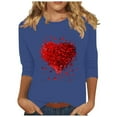 thumbnail image 1 of Valentines Day 3/4 Sleeve T Shirts Women Cute Heart Tee Blouses Holiday Casual Crewneck Basic Tops, 1 of 4