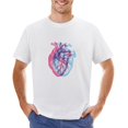 thumbnail image 1 of Valentines Day Anatomical Heart Men’s T-Shirt 100% Cotton Casual Short Sleeve Tops Gift Tee White 4XL, 1 of 5