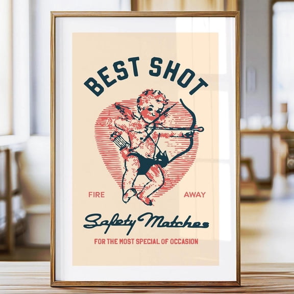 Valentines Day Art Retro Valentine Print Cupid Poster Kitchen Wall Art Valentine Home Decor Winter Kitchen Decor Holiday Gift For Friend Wall Art, Modern Wall Decor, 8x12 UNFRAMED