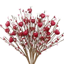 Valentines Day Artificial Flowers Stems,Heart Shaped Faux Berry Picks,Foam Red Berry Stems,Fake Flower Branch for Wedding Anniversary Birthday Home Decoration 8 Pcs Red