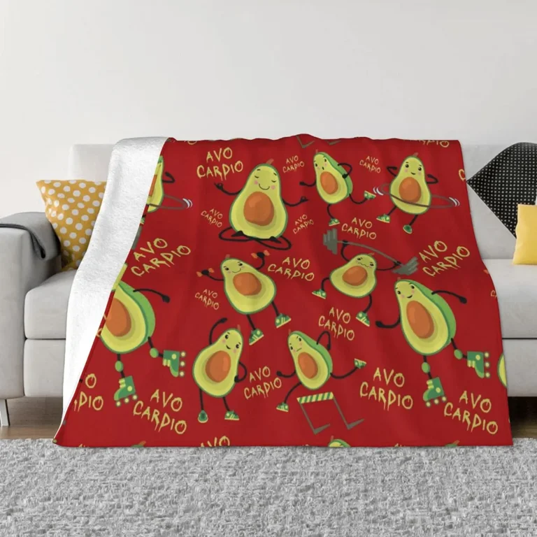Valentines Day Avocado Pattern Flannel Throw Blanket Soft Lightweight Warm Cozy Home Couch Sofa Bed Decor Blanket Travel Camping