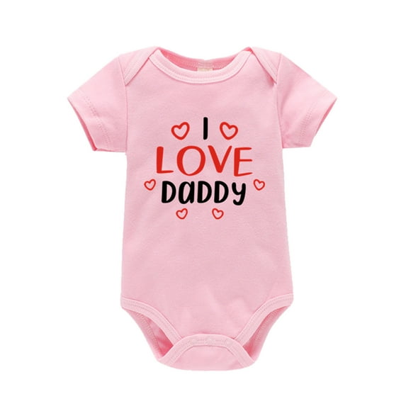 Valentines Day Baby Boy Outfit Love Heart Print Short Sleeve Bodysuit Baby Clothes for 3-6 Months