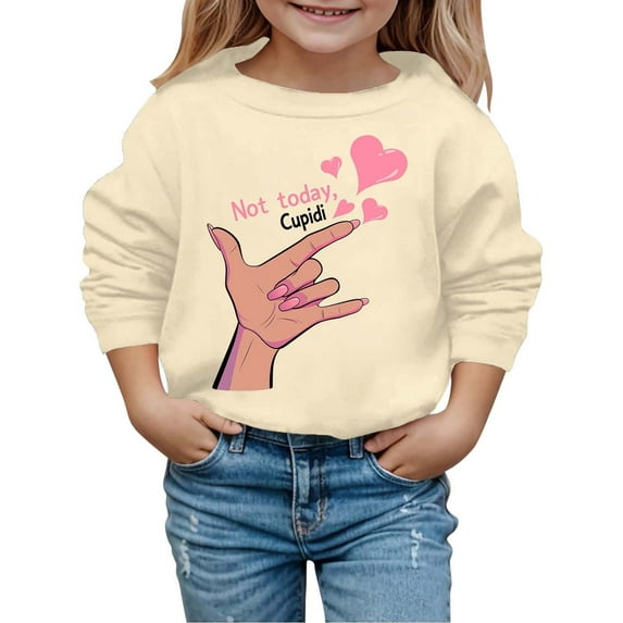 Valentines Day Baby Girl Outfit Crewneck Sweatshirt Lover Heart Letter Print Long Sleeve Pullover Toddler Clothes for Toddler 18-24 Months