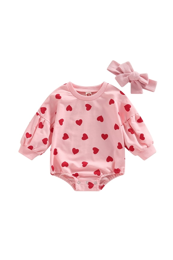 Valentines Day Baby Girl Outfits Heart Letter Print Sweatshirt Romper Long Sleeve 0 3 6 12 18 Months Spring Fall Clothes