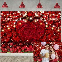 Valentines Day Backdrop, Red Rose Flower Photography Backdrops, Valentine Wedding Bridal Mother's Day Birthday Party Decoration Photo Booth Studio Props Banner for Photoshoot,7X5ft