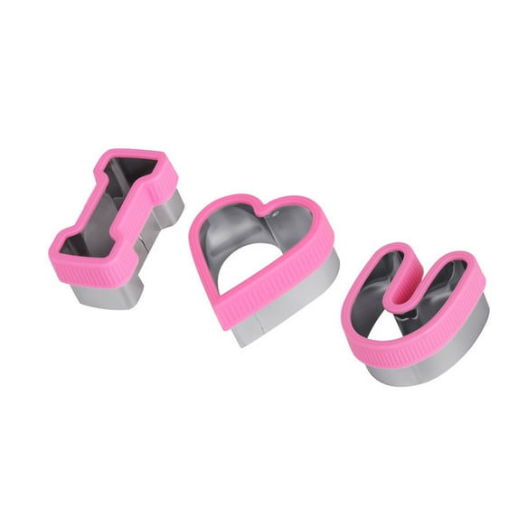 Valentines Day Baking Kit - 3PCS Stainless Steel Romantic Heart Cookie Cutters and Letter Molds for Cookies, Fondant, Biscuits, Pancakes, Christmas Birthday Decorations,Family Fun Activity Gift