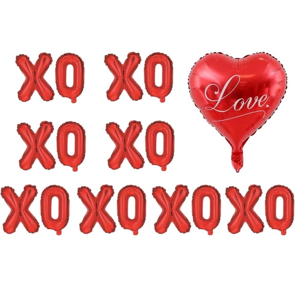Valentines Day Balloons, Red Heart And XOXO Balloons, Red XOXO Letter Balloon Valentines Day Decorations for Wedding Ceremonies Party Decorations