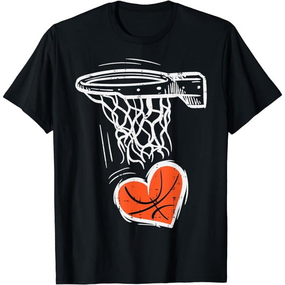 Valentines Day Basketball Heart Men Women Girls Kids Toddler T-Shirt
