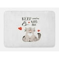 thumbnail image 1 of Valentines Day Bath Mat, Love Cartoon Happy Cat with Hand Written Kiss Me Words, Plush Bathroom Decor Mat with Non Slip Backing, 29.5" X 17.5", Warm Taupe Vermilion, by Ambesonne, 1 of 2
