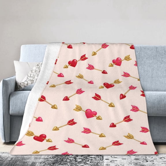 Valentines Day Blanket Heart Arrow Love Soft Cozy Throw Blanket Gift for Women Adults 50x40