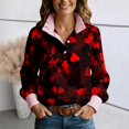 thumbnail image 1 of Valentines Day Blouses for Women Dressy Valentine Heart Lapel Collared Long Sleeve Button Up Blouse, 1 of 5